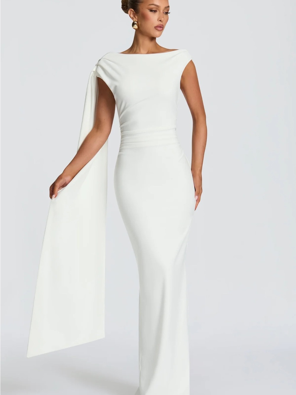 Babyboo Bridal Shower Dress- Elegant White One-Shoulder Evening Gown